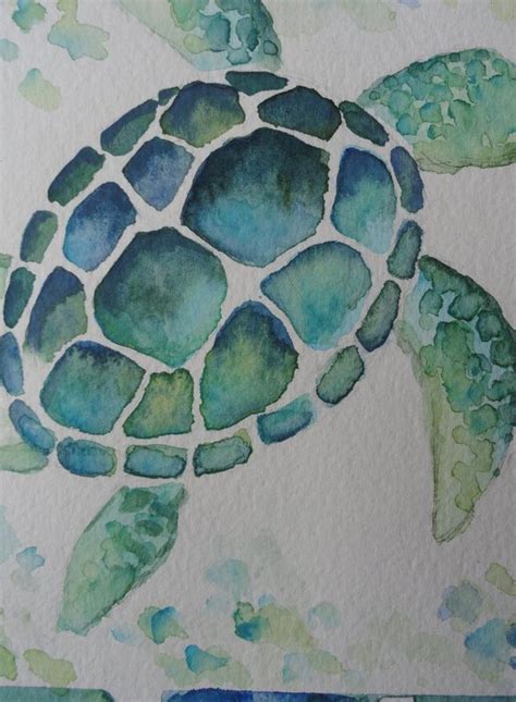 Original Sea Turtle Painting Watercolor Turtles Beach Decor Nautical