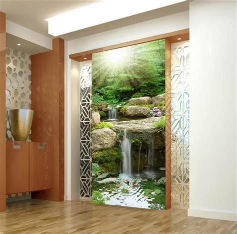 3d Wallpaper Custom Photo Wallpaper Living Room Mural Forest Waterfall