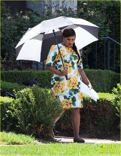 Pregnant Mindy Kaling Films Mindy Project In A Floral Dress Photo