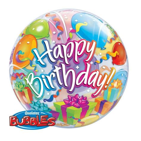 Palloncino Bubble 22 Cm 56 Qualatex Happy Birthday Balloon