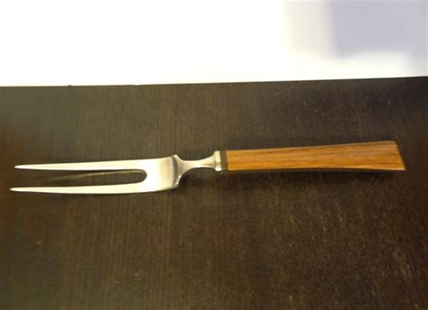 Vintage Faux Wood Carving Fork Meat Serving Fork Mid Century Modern