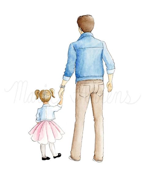 Customizable Father Daughter Fashion Illustration Print Etsy In 2021