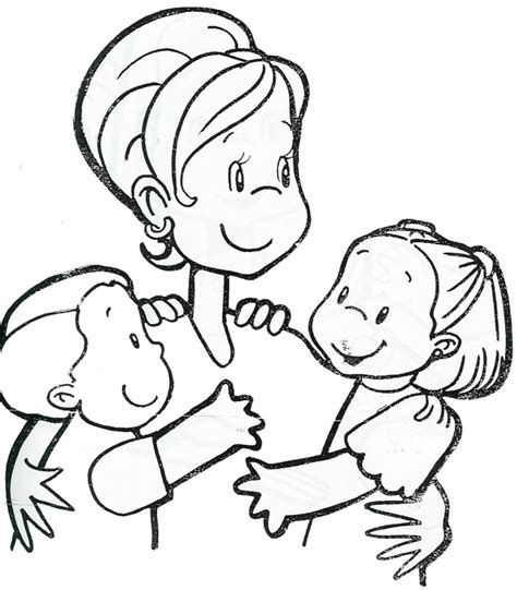 Dibujos de tus personajes favoritos de dibujos animados. Dibujo para el día de la madre de una madre con sus hijos ...