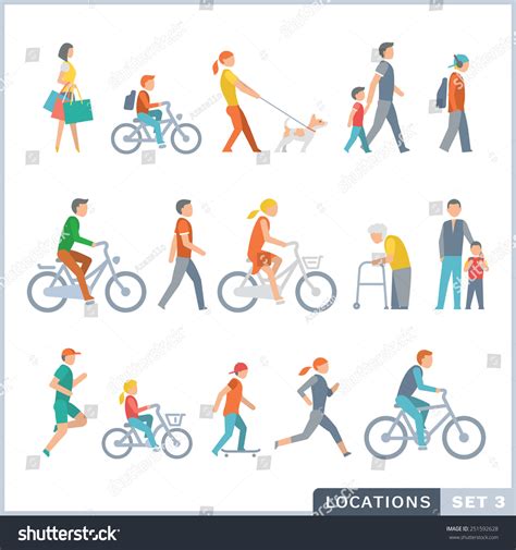 People On The Street Neighbors Flat Icons Stock Vector 251592628