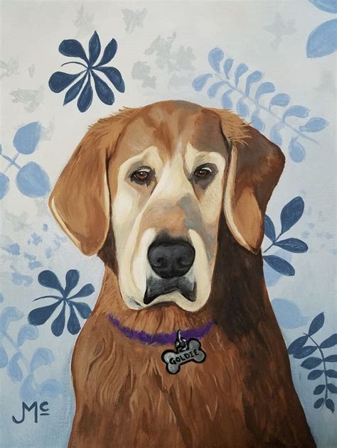 Goldie A Commissioned Acrylic Dog Painting On Canvas By Johnny Mcnabb