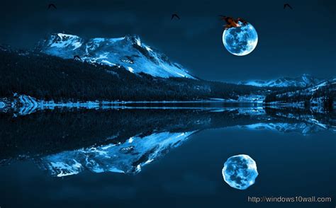 Blue Moon Shadow On The Lake Stunning Hd Wallpaper Windows 10 Wallpapers