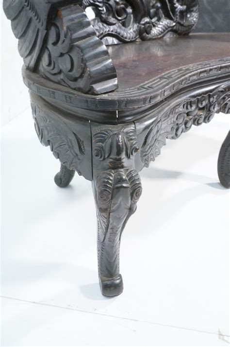 Sold Price Carved Chinese Dragon Bench Settee Carved Figura