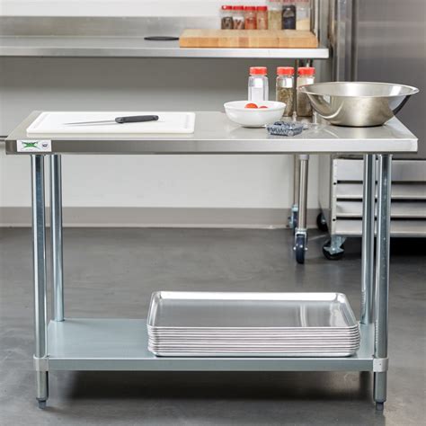 Stainless steel prep tables make food prep easy as well as give you extra storage space, making your kitchen operations efficient and seamless. Regency 24" x 48" 18-Gauge 304 Stainless Steel Commercial ...