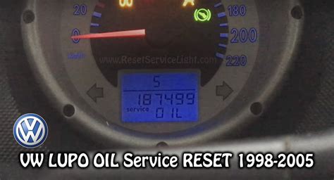 Volkswagen Lupo Service Oil Reset Year 1998 2005 Reset Service Light