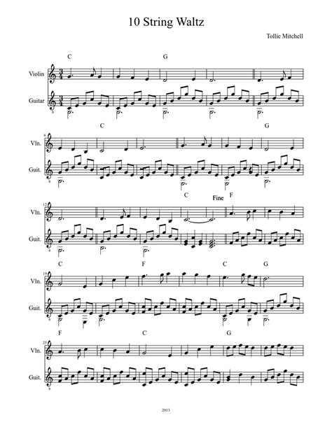 10 String Waltz Violin And Guitar Sheet Music Download Free In Pdf Or