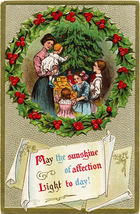 Victorian Christmas Clip Art Vintage Christmas Postcard Old Fashioned