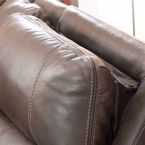 Ricmen Walnut Italian Leather Power Reclining Sofa With Adjustable