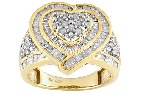 Diamond 105ctw Baguette And Round 14k Yellow Gold Over Sterling Silver