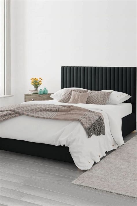 Aspire Furniture Grant Ebony Ottoman Bed Fabric Bed Frame Free Delivery