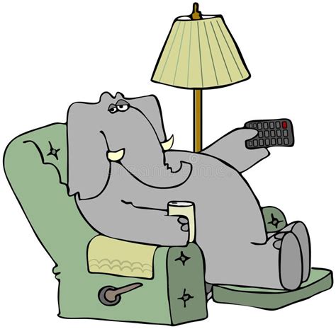 Elephant In A Chair With A Remote Stock Illustration Illustration Of