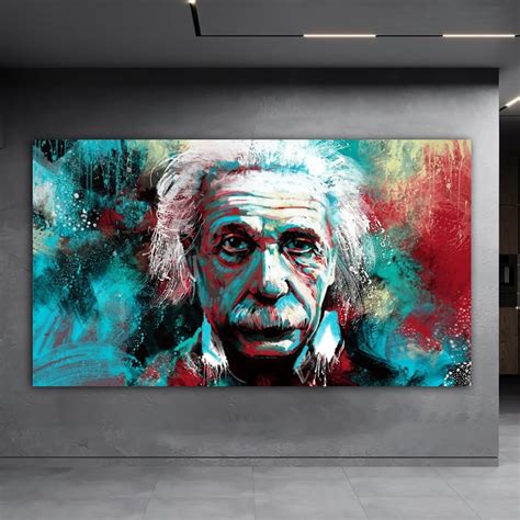 Einstein Canvas Painting Einstein Wall Art Albert Einstein Etsy