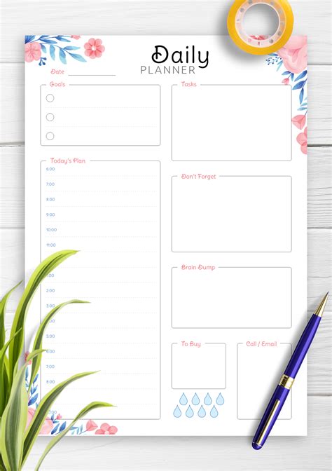 Download Printable Hourly Planner With Daily Tasks And Goals Pdf