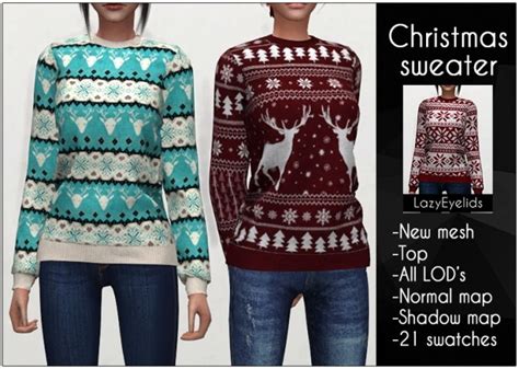 Christmas Sweater F At Lazyeyelids Sims 4 Updates