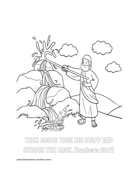 Moses Strikes The Rock Coloring Page Judeo Christian Clarion