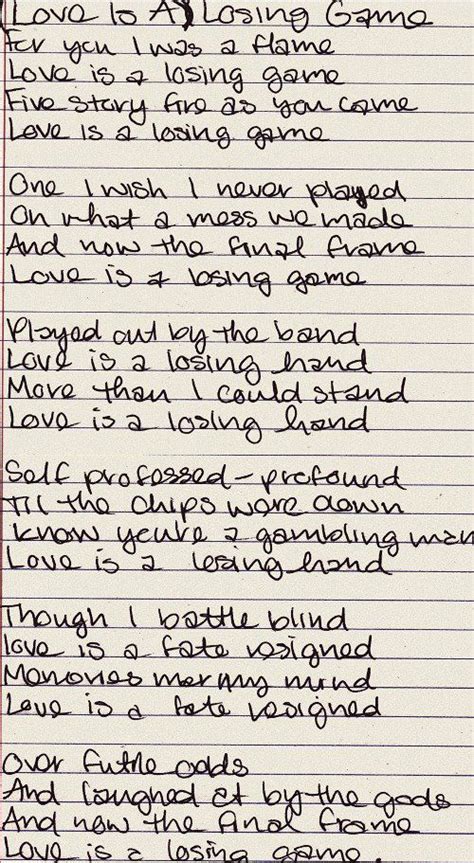 Love Is The Losing Game Lyrics Gameopk