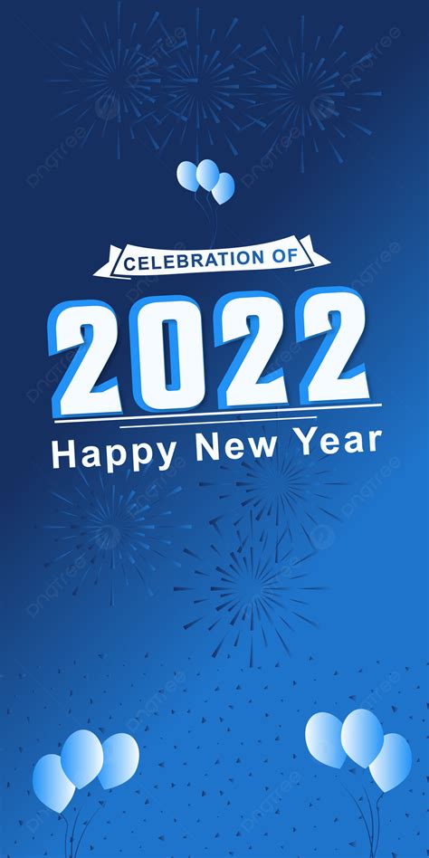 Happy 2022 New Year Wishing Blue Background Wallpaper Image For Free