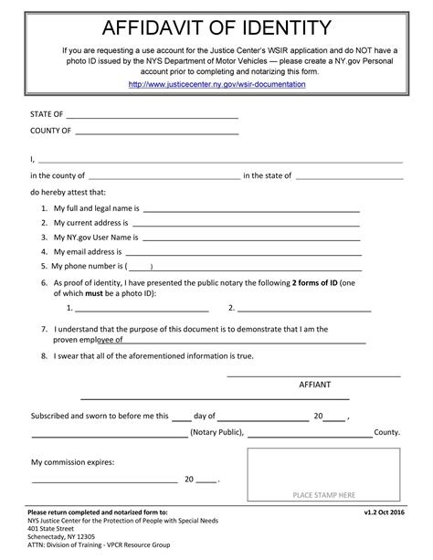 printable notarized identity verification form printable forms free online