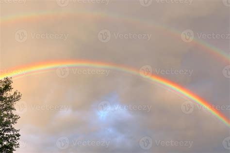 Stunning Natural Double Rainbows Plus Supernumerary Bows Seen At A Lake