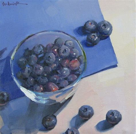 Sedwick Studio Blueberries On Blue Fruit Still Life Original Oil