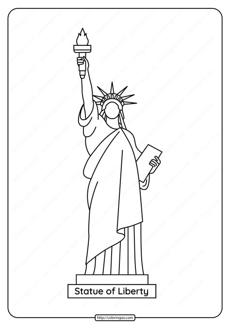 Free Printable Statue Of Liberty Pdf Coloring Page In 2022 Statue Of