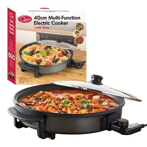 Quest 35500 Multi Function Electric Cooker Pan With Lid 1500 W 40 Cm