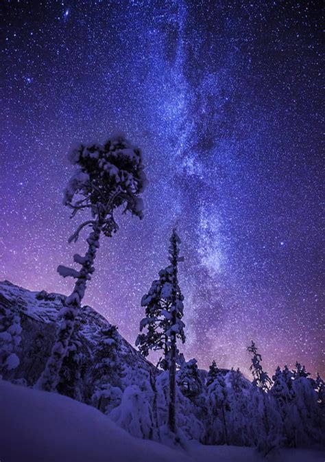 Snow Photography Winter Sky Landscape Galaxy Stars Night Sky Nature