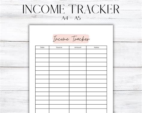 Income Tracker Printable Finance Tracker Pdf Income Etsy Ireland