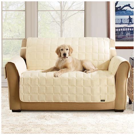 Deluxe pet style cover to protect sofas. Sure Fit® Waterproof Quilted Suede Sofa Pet Cover - 292842 ...