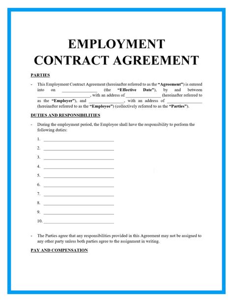 Free Simple Employment Contract Sample 2022
