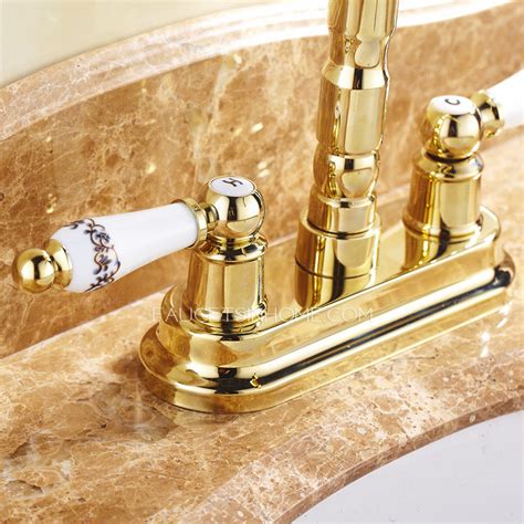 Check out our gold bathroom faucet selection for the very best in unique or custom, handmade pieces from our plumbing shops. Antique Polished Brass Two Handles Gold Bathroom Sink Faucet