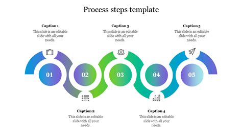 Elegant Process Steps Template Slide Design Five Node