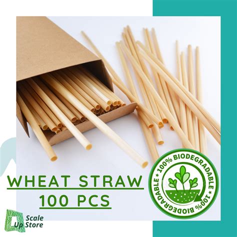 100pcs Pack Wheat Drinking Straws Biodegradable Straw Food Grade