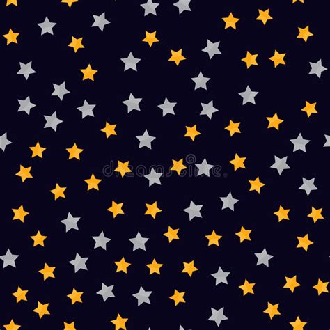 Abstract Modern Seamless Pattern With Yellow Stars Starry Night Vector