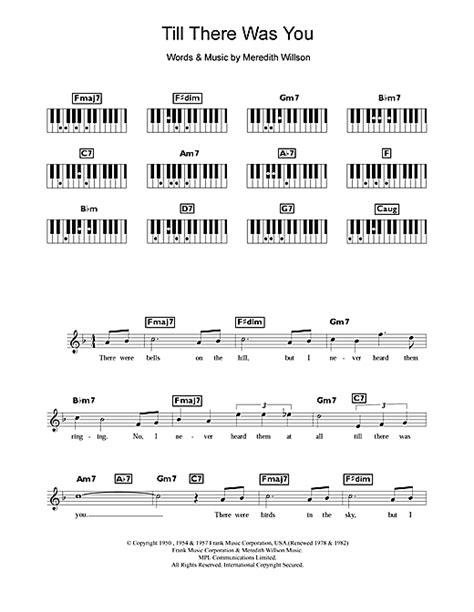 I think it's the order of the words. Till There Was You (from The Music Man) sheet music by Peggy Lee (Keyboard - 109742)