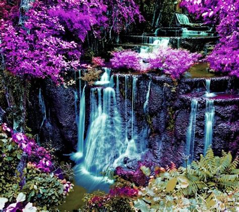 Waterfall With Purple Background Waterfalls Pinterest Beautiful