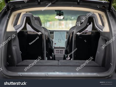 Ukraine 2020 Tesla Car Interior Inside Stock Photo 1921502213