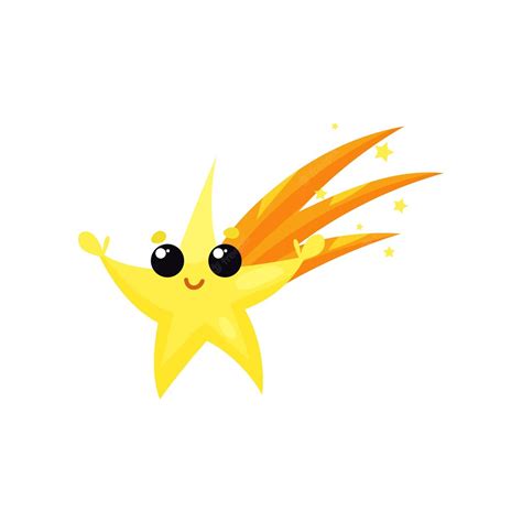 Premium Vector Yellow Falling Star With Cute Face And Little Hands