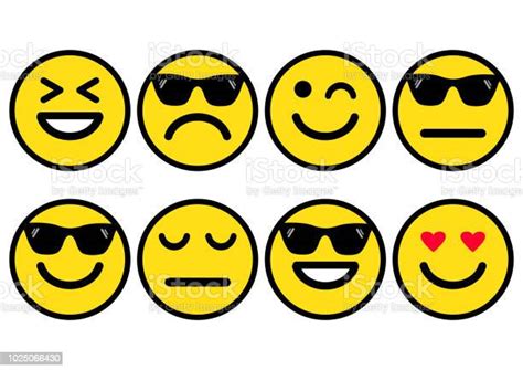 Summer Yellow Smileys In Sunglasses Emoticons Icon Positive Neutral And