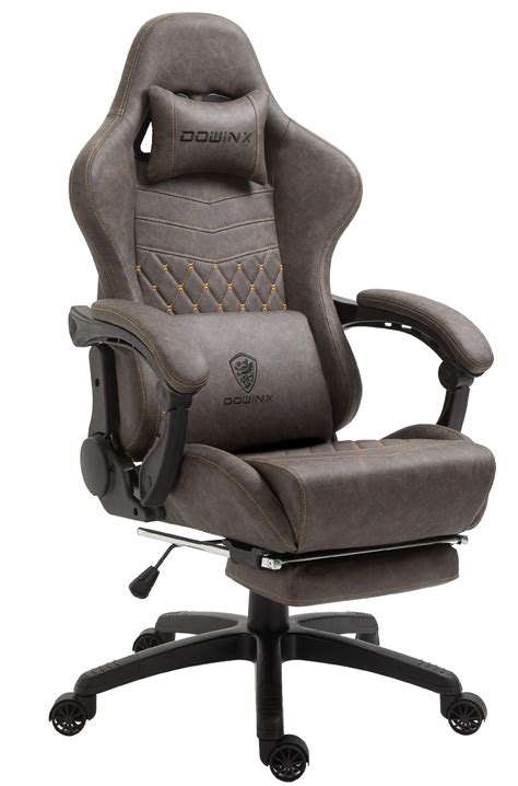 dowinx gaming chair office chair pc chair with massage lumbar support vintage style pu leather