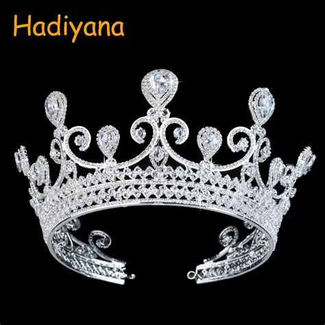 Hadiyana Brand Big Cz Crystal Rhinestone Crown Heart Drop Luxury