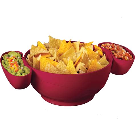 Chip Bowl With Two Dip Clips In Serving Dishes