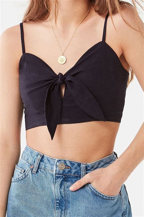 uo crystal tie front cropped cami cropped cami womens going out tops latest crop tops