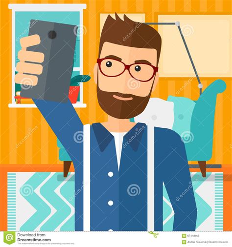 Man making selfie. stock vector. Illustration of fashion - 67448162