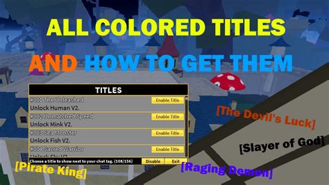 Blox Fruits Every Colored Titles And How To Get Them Youtube
