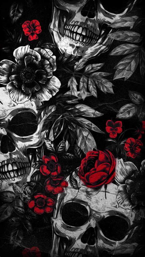 Skull Roses Iphone Wallpaper Iphone Wallpapers Iphone Wallpapers